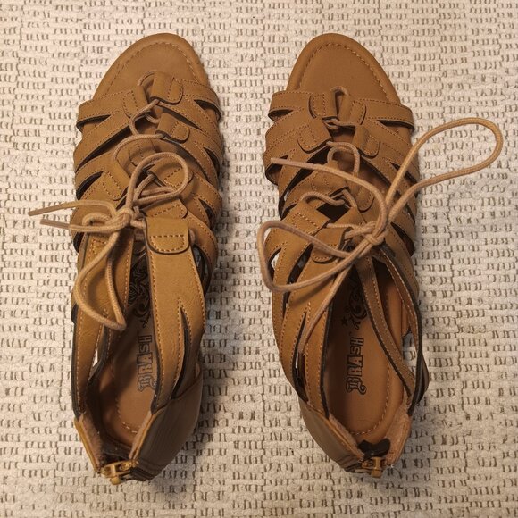 Brash women's lace up ankle high gladiator sandals low wedge heel sz 12 - Picture 3 of 13